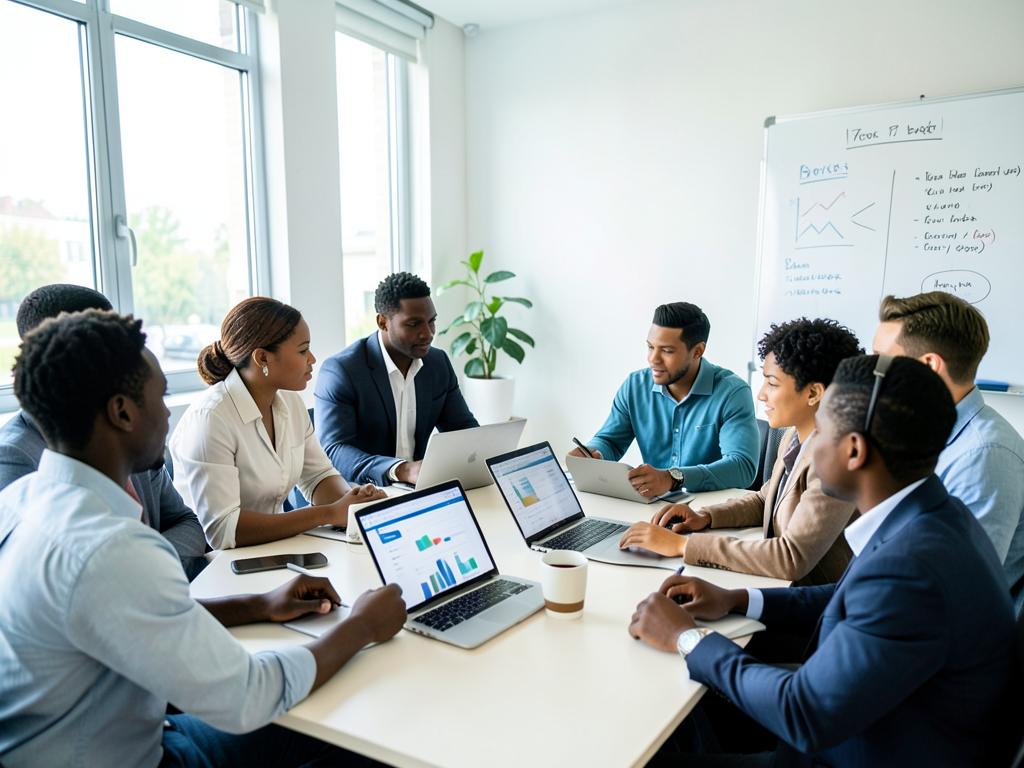 Équipe professionnelle en réunion de travail